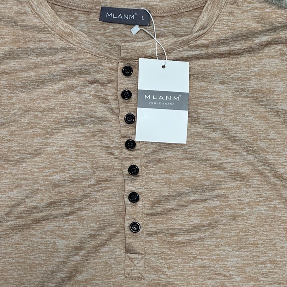 Men’s MYANM Vogue Brand Large Henley Long Sleeve T-Shirt Top Tee Gold Stretch - Picture 5 of 10